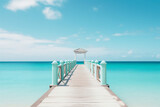 Fototapeta Do akwarium - Tropical vacation with sea summer horizon, ai generative