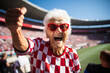 © Mark K. Barry - The old lady at the stadium sports event competition cheering. Generative ai image