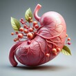 3d renderings realistic of human organ anatomy structure. hepatic system organ, digestive gallbladder organ. Human liver