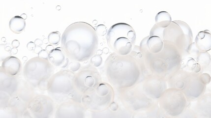Canvas Print - Abstract white soap foam bubbles texture on white background isolated on white background,. Created using Generative AI Technology