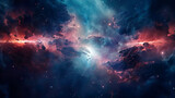 Fototapeta Kosmos - Interstellar intergalactic war in outer infinity space. High-tech deep space exploration to find new natural resources and minerals. Protect the solar system in the galaxy. Future futuristic fantasy