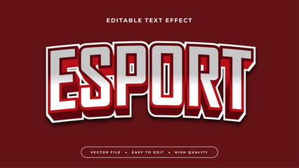 Wall Mural - White and red esport 3d editable text effect - font style