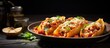 Italian baked stuffed pasta shells with bolognese meat sauce, basil, parmesan.
