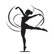 Vector Illustration of a female ballet dancer in a pose with one leg raised and swirls around her.