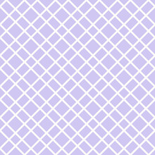 Vector Seamless Geometric Pattern With Diagonal Lattice, Lines, Grid, Net, Square Mesh. Simple Lilac Background, Minimalist Funky Texture For Modern Decor. Repeat Abstract Ornament Design