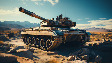 Wall Mural - Military Battle Tank In Desert