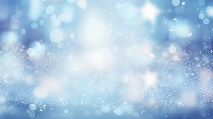 Wall Mural - falling snow and glitter, abstract winter bokeh background