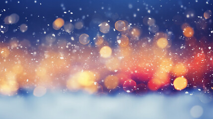 Wall Mural - falling snow and glitter, abstract winter bokeh background