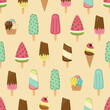 Ice cream seamless pattern. Background for card, poster, cover and web design