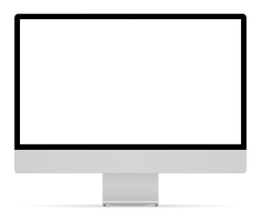 Poster - Computer monitor with empty display, device screen mockup silver color, blank screen - stock vector