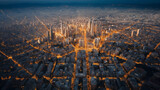 Fototapeta  - CIty by night aerial view, building and lights