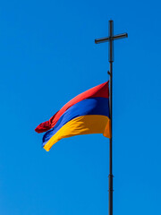 Wall Mural - Armenian Flag in Khor Virap