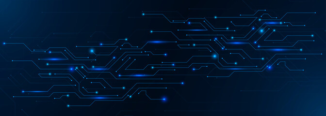 Digital Data moving on Circuit Board and CPU backgrounds. Computer Processing and organizing data. Abstract high tech Artificial intelligence (AI), data mining, modern computer technology surface