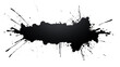 Black paint splash isolated on white transparent background. Dark gray color brush watercolor painting. PNG