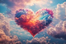  beautiful colorful valentine day heart in the clouds as abstract background