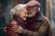© ArtCookStudio - an elderly couple hugging each other,