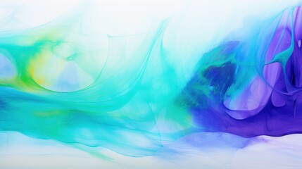 Sticker -  an abstract painting of blue, purple, and green colors on a white background with a blue and green swirl in the middle of the image.