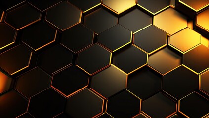 Wall Mural - Hexagonal Luxury Black Metal Abstract Background