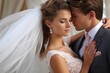 © ArtCookStudio - Wedding couple, gentle kiss, surrounded by romance