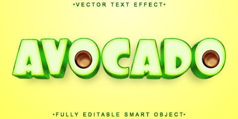 Wall Mural - Cartoon Avocado Vector Fully Editable Smart Object Text Effect