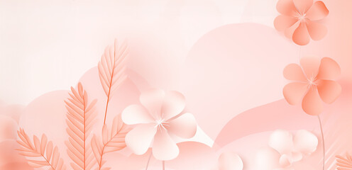 Poster - Abstract soft floral background with flower, leaves and different geometric shapes.