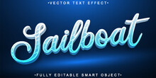 Blue Sailboat Vector Fully Editable Smart Object Text Effect