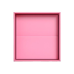 Top view of pink opened box with empty space for product display or similar cases. Transparent PNG inside