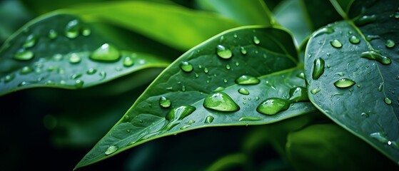 Wall Mural - Beautiful morning dew on a leaf