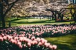Free photo central park spring with flower in midtown manhattan new york city