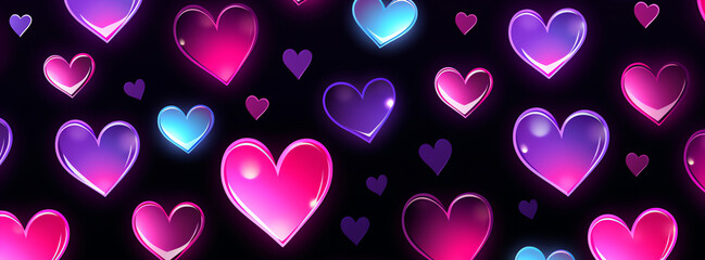 Wall Mural - purple hearts, AI generated