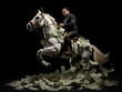 A Person Riding A Horse Made Of Dollar Bills Symbolizing Control Over Financial Challenges