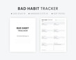 Minimal Bad Habit Tracker Printable With White Background and Black Text