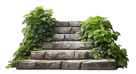 Stone steps surrounded by lush greenery, cut out