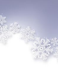 Wall Mural - White and purple snow banner with beautiful snowflakes.