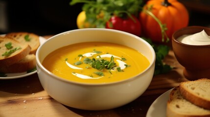 Wall Mural - healthy & recipe for pumpkin soup and butternut squash