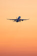 Plane takeoff at sunset.