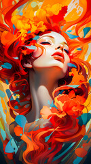 Wall Mural - Portrait de femme sensuelle en peinture