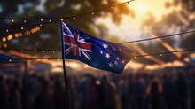 Happy Selebrating The Spirit Of Australia: A Joyful Australia Day With Flags, Kangaroos, And National Pride In A Festive And Patriotic Atmosphere. Pride, Joy, And A Sense Of Unity.