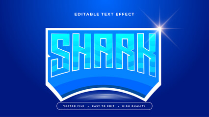 Wall Mural - White and blue shark 3d editable text effect - font style