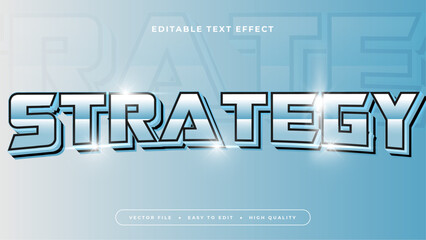 Wall Mural - Blue white and black strategy 3d editable text effect - font style