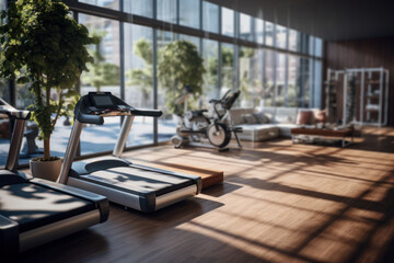 A communal exercise area within a residential complex, encouraging an active lifestyle. Concept of promoting physical well-being. Generative Ai.