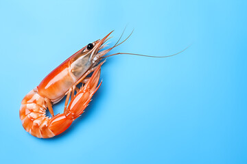 Wall Mural - Shrimp on Aqua Blue