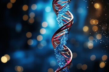 Poster - An intricate double helix model, representing the fundamental structure of DNA and the blueprint of human genetics. Generative Ai.