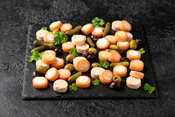 Wall Mural - Smoked Salmon Pate Canapes with cream cheese and herbs