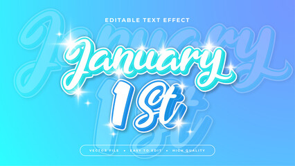 Wall Mural - Blue and white january 1st 3d editable text effect - font style
