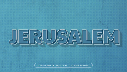 Blue green and white jerusalem 3d editable text effect - font style