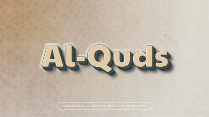 Wall Mural - Brown green and cream al-quds 3d editable text effect - font style