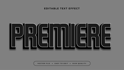 Wall Mural - Black grey and white premiere 3d editable text effect - font style