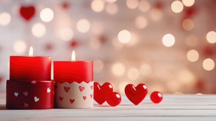 Wall Mural - Valentine candle background with room for text created with Generative AI technology