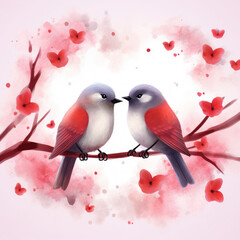 Wall Mural - Valentine's Day Love Birds created with Generative AI technology